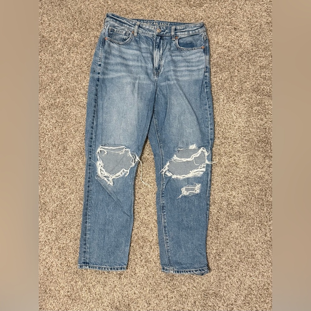 American Eagle Outfitters Distressed Light Blue Ripped Jeans